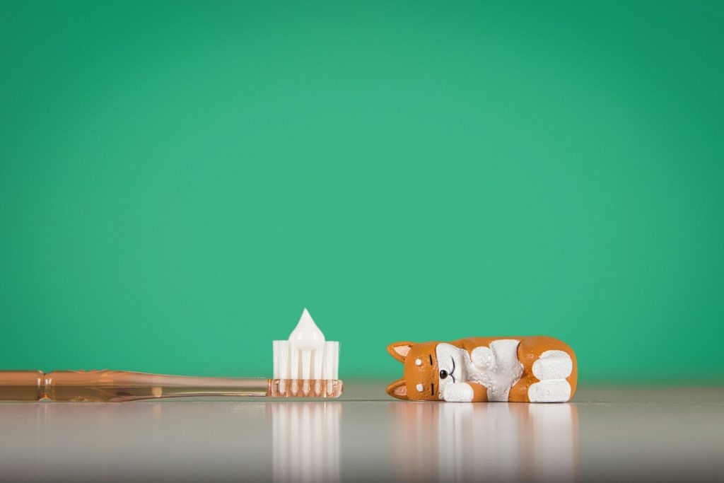 a couple of stuffed animals on a wooden surface