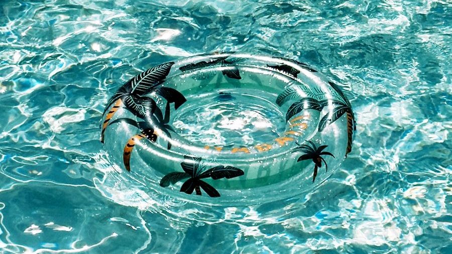 A ring floating in a pool of water